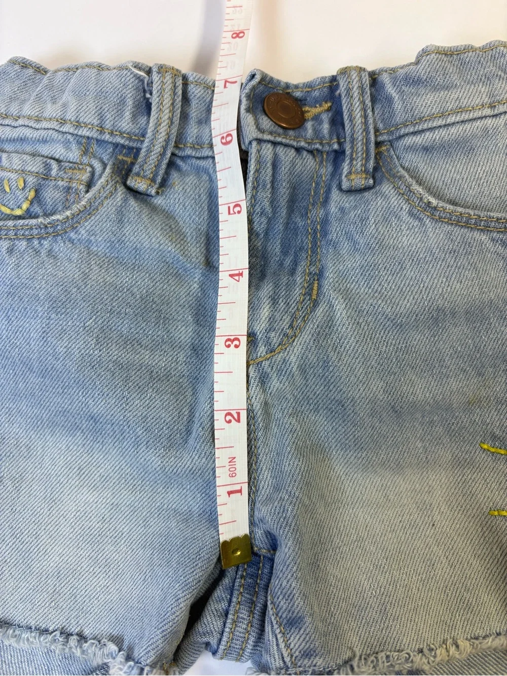 Old Navy Embroidered Graphic Jean Cut Off Shorts 3T Smiley Sunshine Hippie